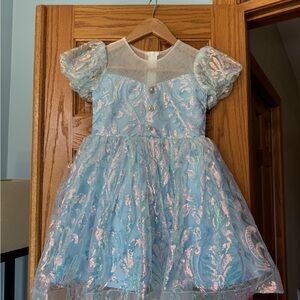 EUC MIA Bella Sparkling Blue Dress with Puff Sleeves Size 6Y